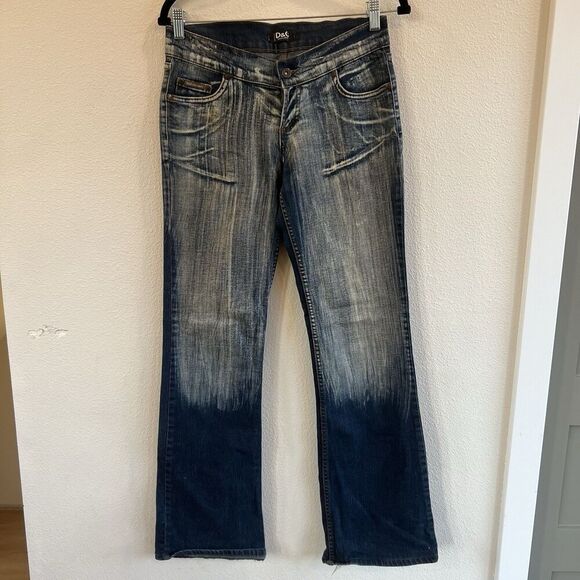 Dolce & Gabbana Low Rose Bootcut Jeans Stars Whisker Y2K Designer - Picture 1 of 11